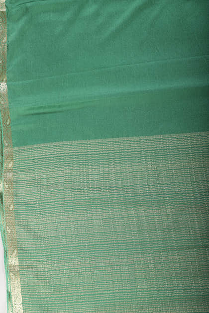 Sea Green Chiffon Zari Border Saree