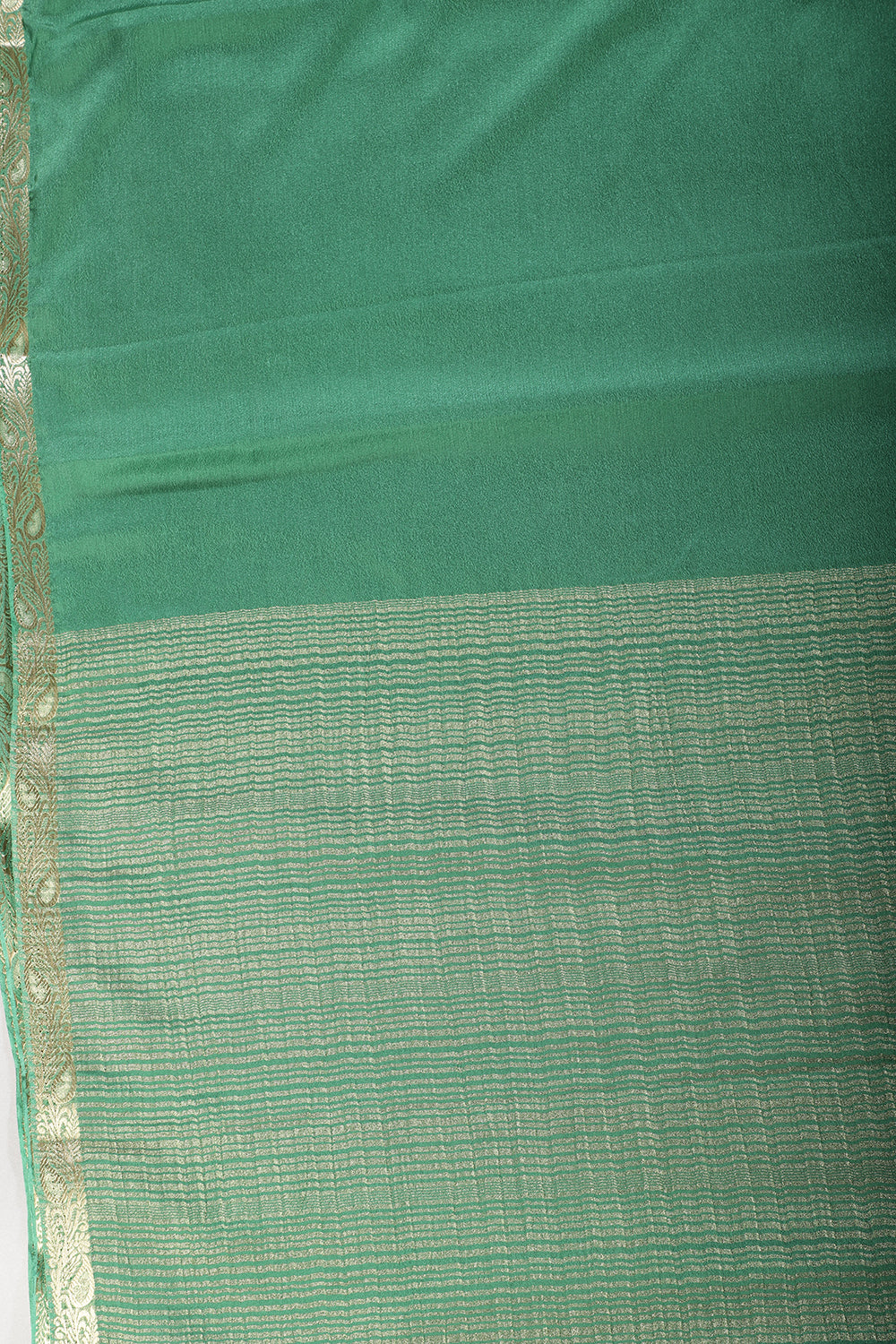 Sea Green Chiffon Zari Border Saree