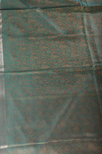 Teal Green Silk Floral and Paisley Resham & Zari Woven Saree
