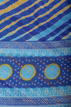 Blue & Yellow Color Chiffon Printed Saree