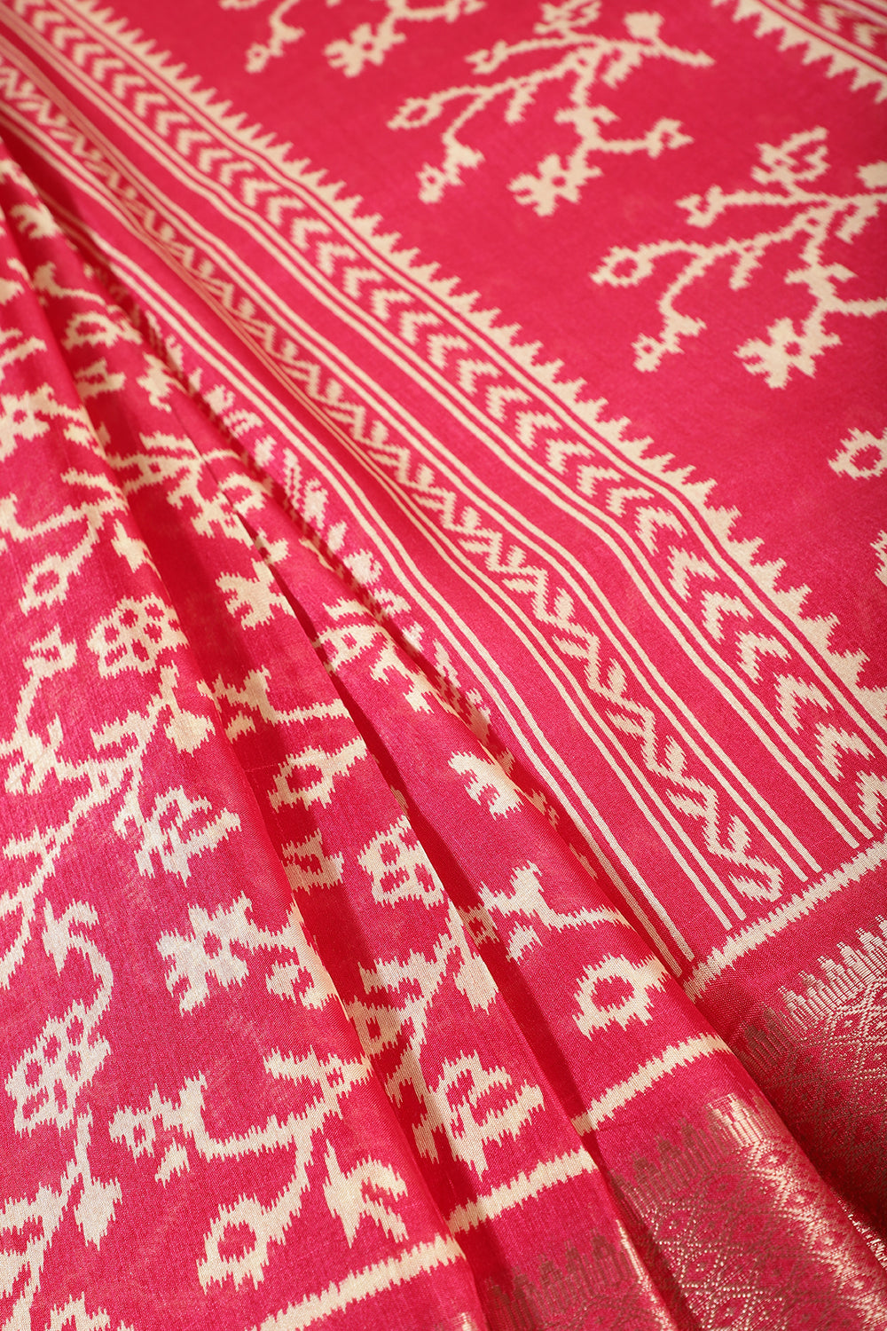 Magenta Pink Color Cotton Silk Printed Saree