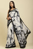 White Printed Crepe Silk Saree
