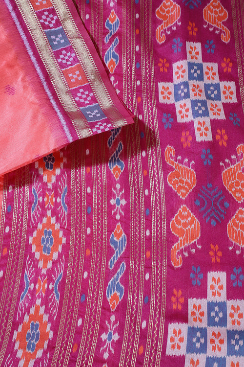 Coral Tussar Silk Reham Woven Saree