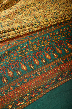 Mustard Color Tussar Silk Blossom Printed Saree