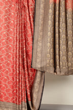 Red & Black Dual Toned Silk Floral Jal Woven Saree