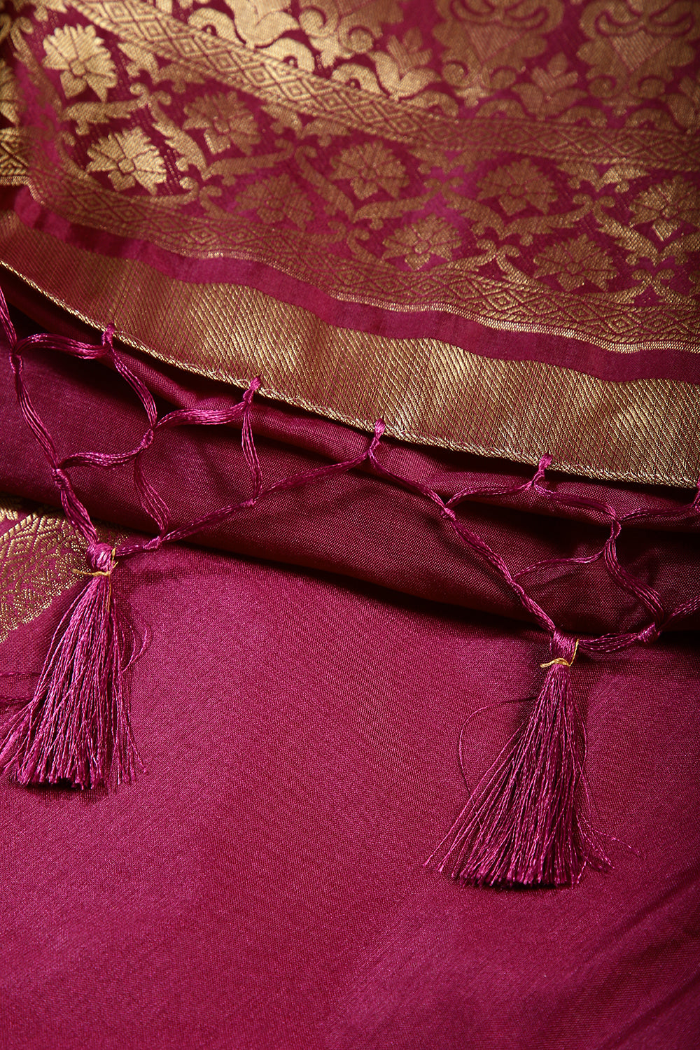 Mulberry Colour Silk Woven Saree