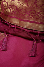 Mulberry Colour Silk Woven Saree