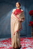 Beige Pure Metallic Tissue Sequins And Zari Embroidered Saree