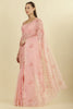 Pink Floral Resham Embroidered Cotton Saree