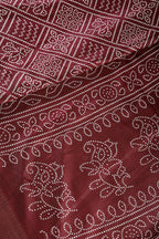 Wine Color Block Printed Cotton Silk Saree