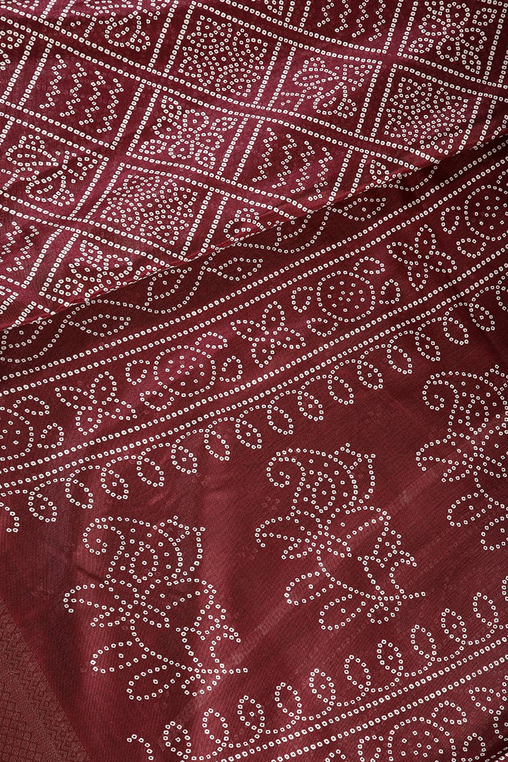 Wine Color Block Printed Cotton Silk Saree