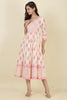 Cream & Pink Cotton Printed (Peonies) Anarkali Kurti