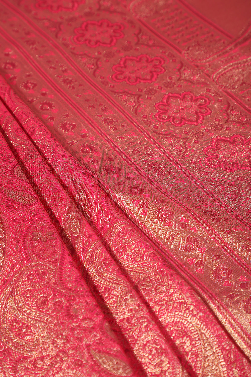 Cherry Colour Silk Zari Woven Saree