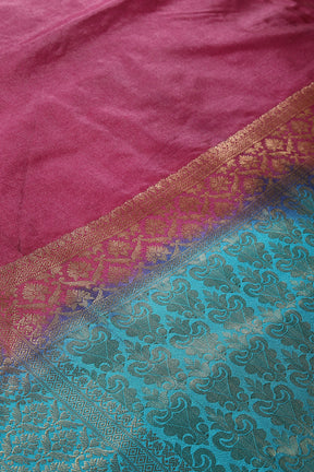 Wine & Teal Ombré  Silk Zari Woven Saree