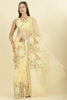 Yellow Kota Cotton Floral Resham Embroidered And Zari Woven Saree