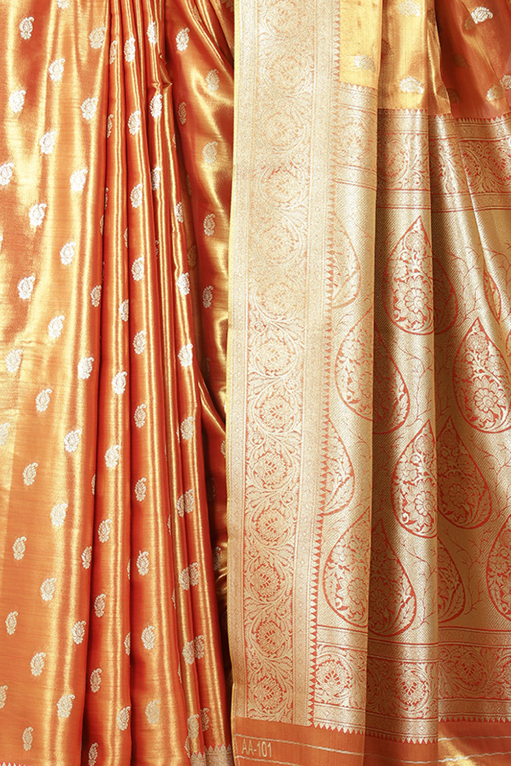 Red & Gold Dual Toned Silk Woven Saree