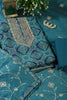 Blue Cotton Bandhani Printed & Neck Embroidered Unstitched Suit Fabric