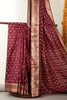 Wine Silk Zari & Resham  Woven Saree