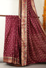 Wine Silk Zari & Resham  Woven Saree