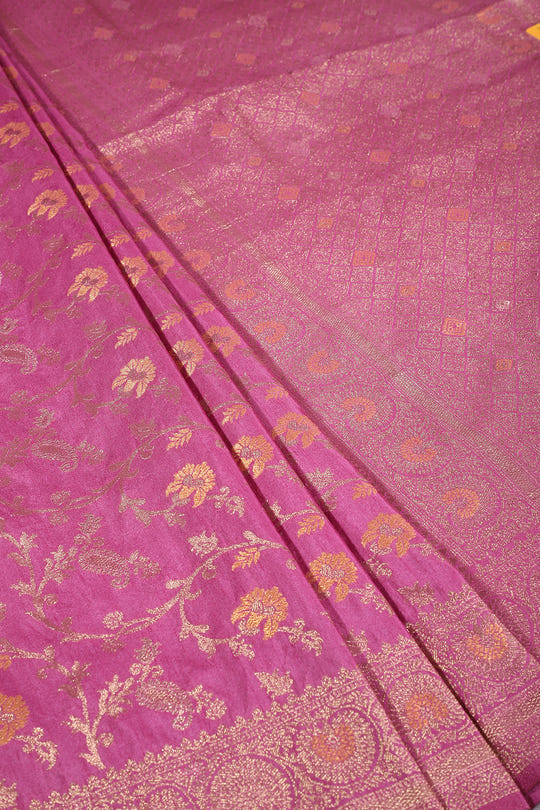 Bashful Pink Colour Zari Woven South Silk Saree