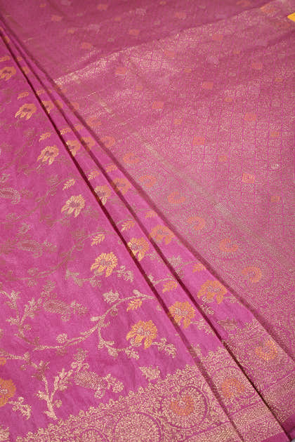 Bashful Pink Colour Zari Woven South Silk Saree