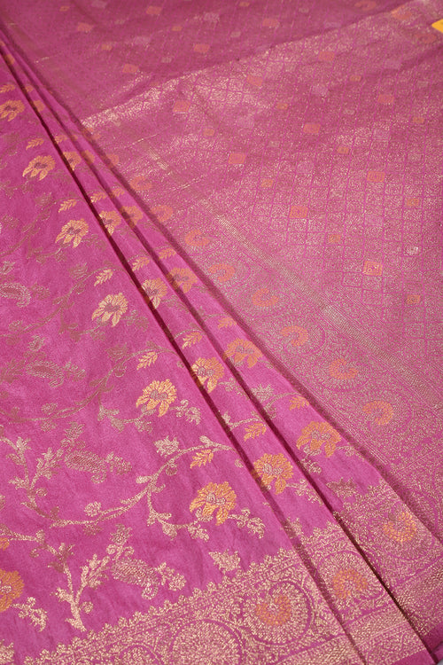 Bashful Pink Colour Zari Woven South Silk Saree