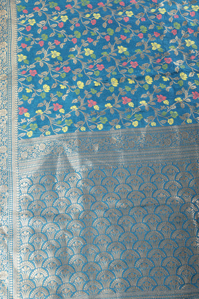 Blue Silk Zari & Resham Woven Saree