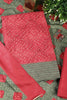 Red Spun Bandhani Printed Unstitched Suit Fabric