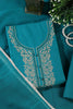 Teal Cotton Resham Embroidered Unstitched Suit