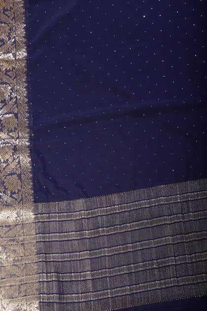 Navy Chinon Crepe Swaroski Work Saree