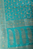 Teal Silk Floral Zaal Woven Banarasi Saree