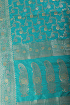 Teal Silk Floral Zaal Woven Banarasi Saree