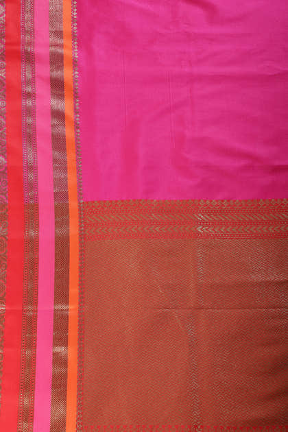 Magenta Pink Zari Woven Art Silk Saree