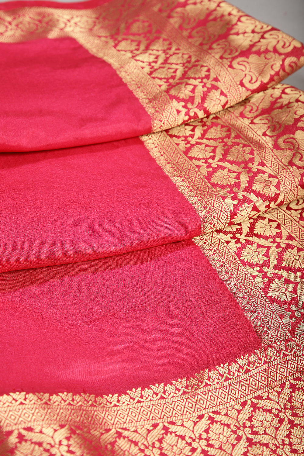 Magenta Pink Color Woven Silk Saree