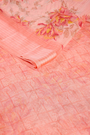 Baby Pink Color Floral Printed Chiffon Saree