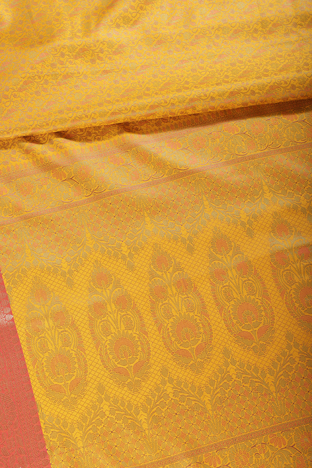 Mustard Color Cotton Silk Resham & Zari Woven Saree