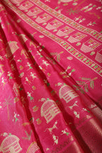 Carmine Color Cotton Silk Printed Saree