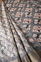 Grey Color Cotton Silk Abstract Printed Saree