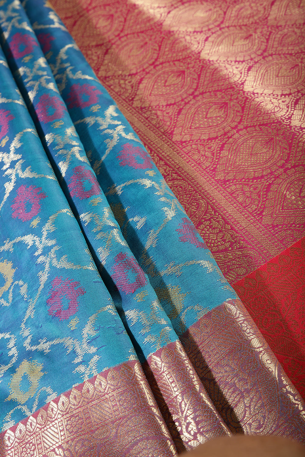 Blue Color Cotton Silk Woven Saree