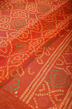 Orange Color Chiffon Bandhani Printed Saree