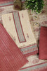 Beige & Light Maroon Chanderi Cotton Floral Printed And Neck Embroidered Unstitched Suit Material Unstitched Suit Fabric
