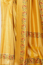 Mustard Soft Silk Zari and Resham woven Paithani Work Saree