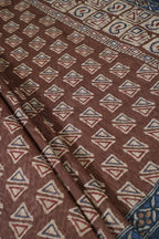 Brown Cotton Silk Printed Saree