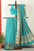 Teal Woven Cotton Silk Saree