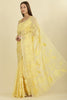 Pale Yellow Cotton Floral Resham Embroidered Saree