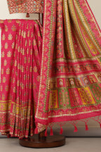 Magenta Pink Banarsi Position Woven Silk Saree