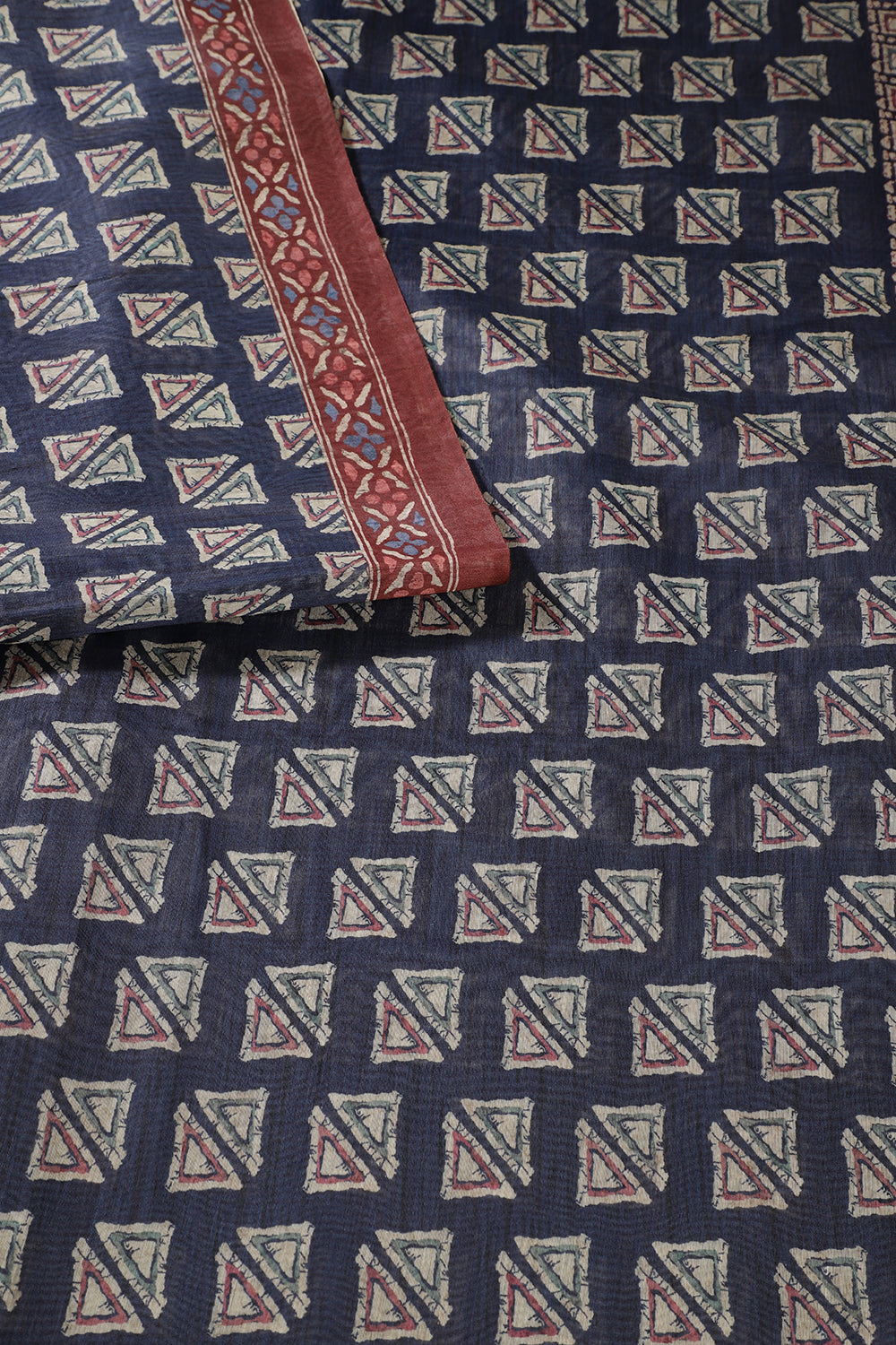 Navy Cotton Silk Printed Saree