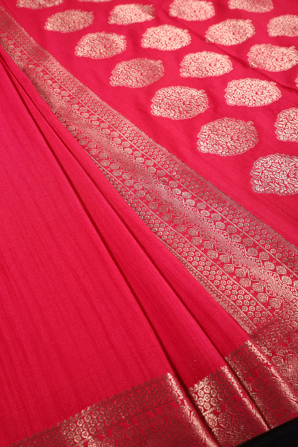 Cherry Colour Cotton Silk Zari Woven Saree