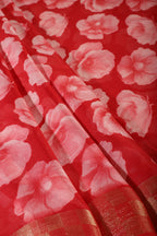 Red Chiffon Floral Printed Saree