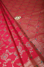Rani Colour Banarasi Silk Woven Saree